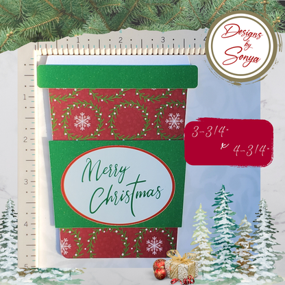 Christmas Gift Card Holder – Red Green Snowflake Wreath Design | Handmade Holiday Card for Teachers, Friends, Coworkers