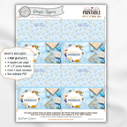 Printable Hanukkah Treat Bag Topper | Happy Hanukkah Candy Bag Topper | Menorah, Dreidels & Gifts | Jewish Holiday Party Favor | 4" x 2" PDF