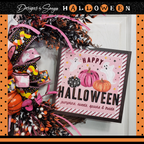 Whimsical Halloween Door Grapevine Wreath | Fun Ghost & Pumpkin Decor | Front Door Wreath | Spooky Entryway Decoration | Pink Door Hanger