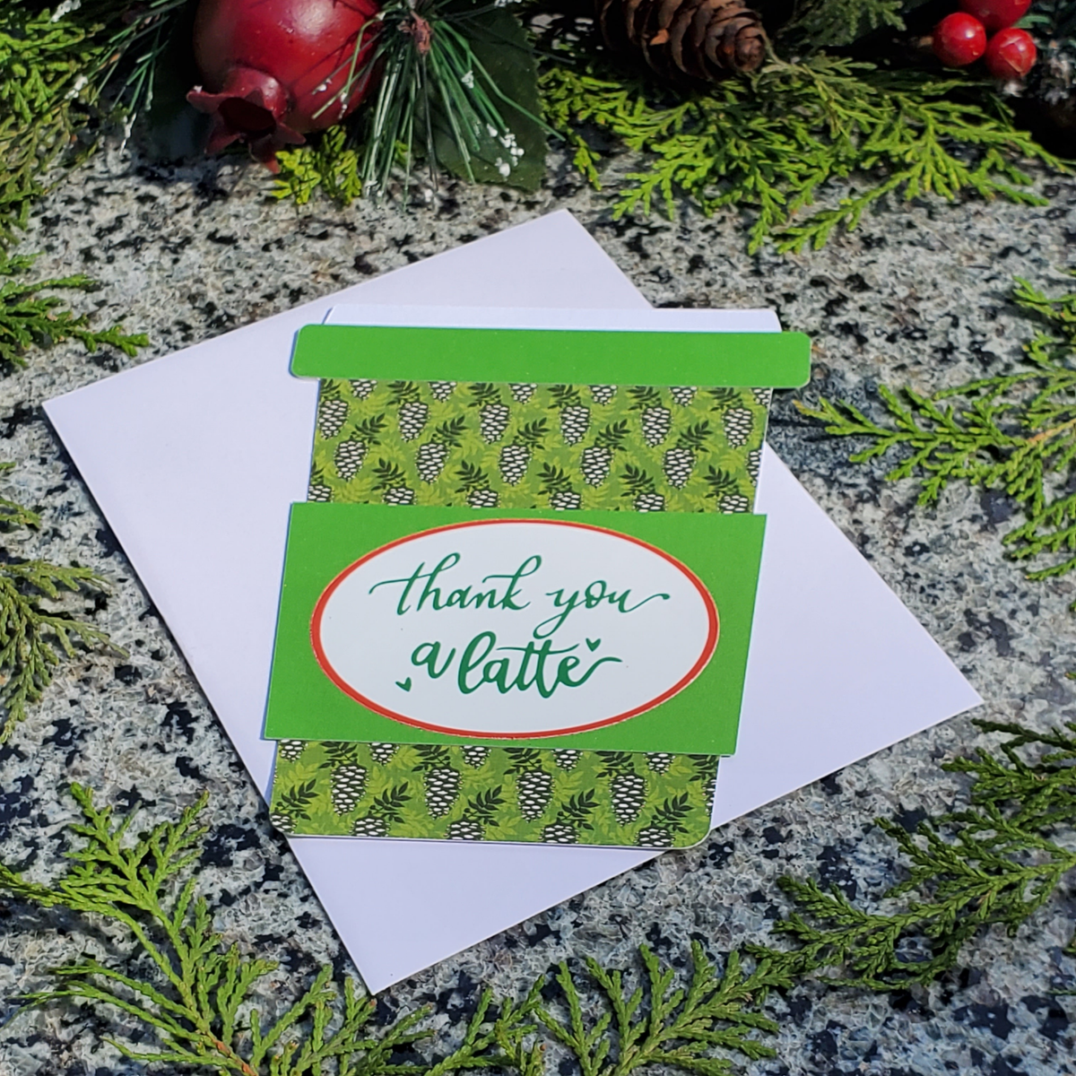 Pinecone Thank You a Latte Coffee Gift Card Holder, Handmade Thank You Gift for Teachers, Clients, Friends