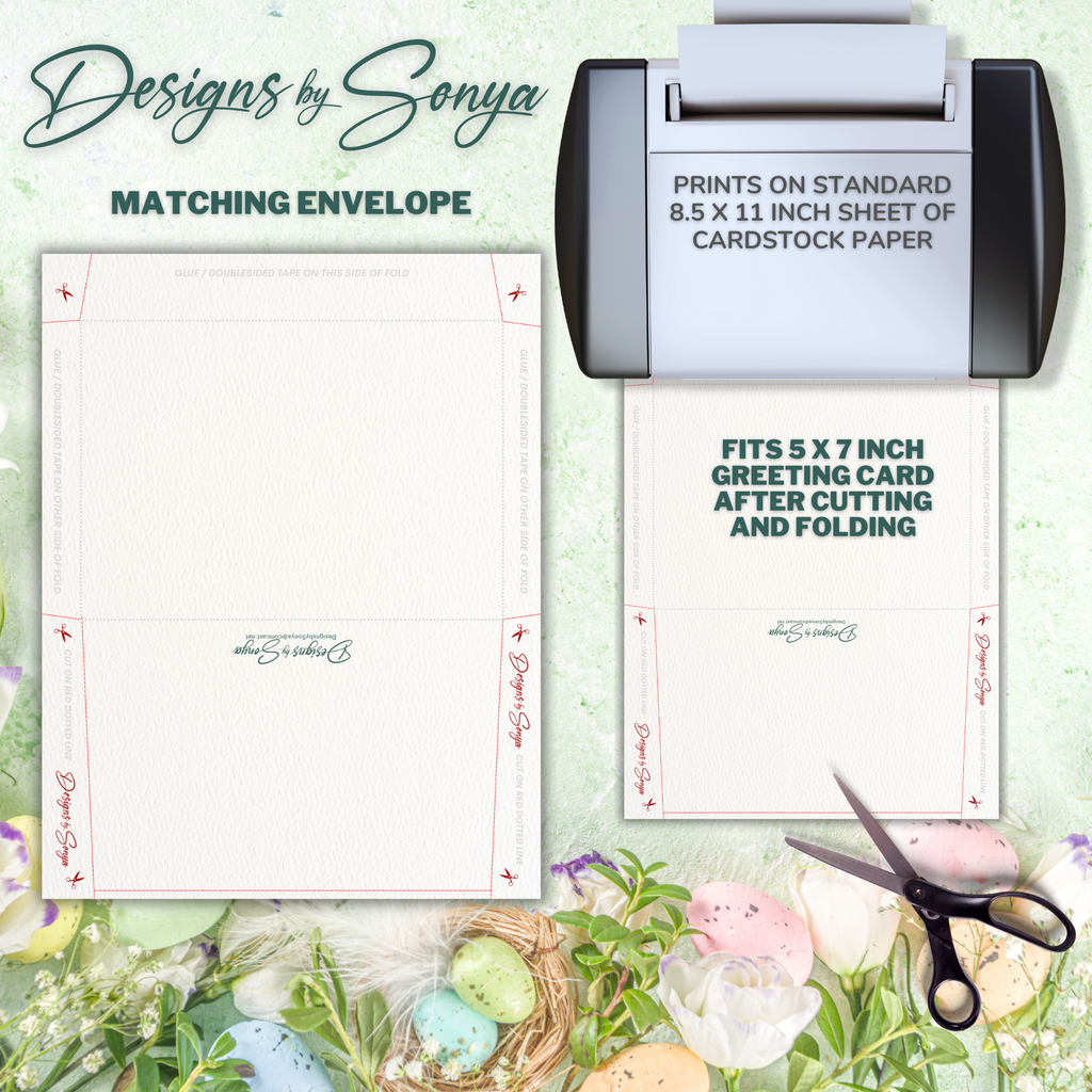 Happy Easter Egg Framed | Custom Designed | 5 x 7 Printable Greeting Card | Matching Envelope Included | Instant Download | Print from Home