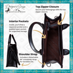 Montana West Whipstitch Concealed Carry Tote with Matching Bi-Fold Wallet | MW1124-H8120SW | Black with Turquoise