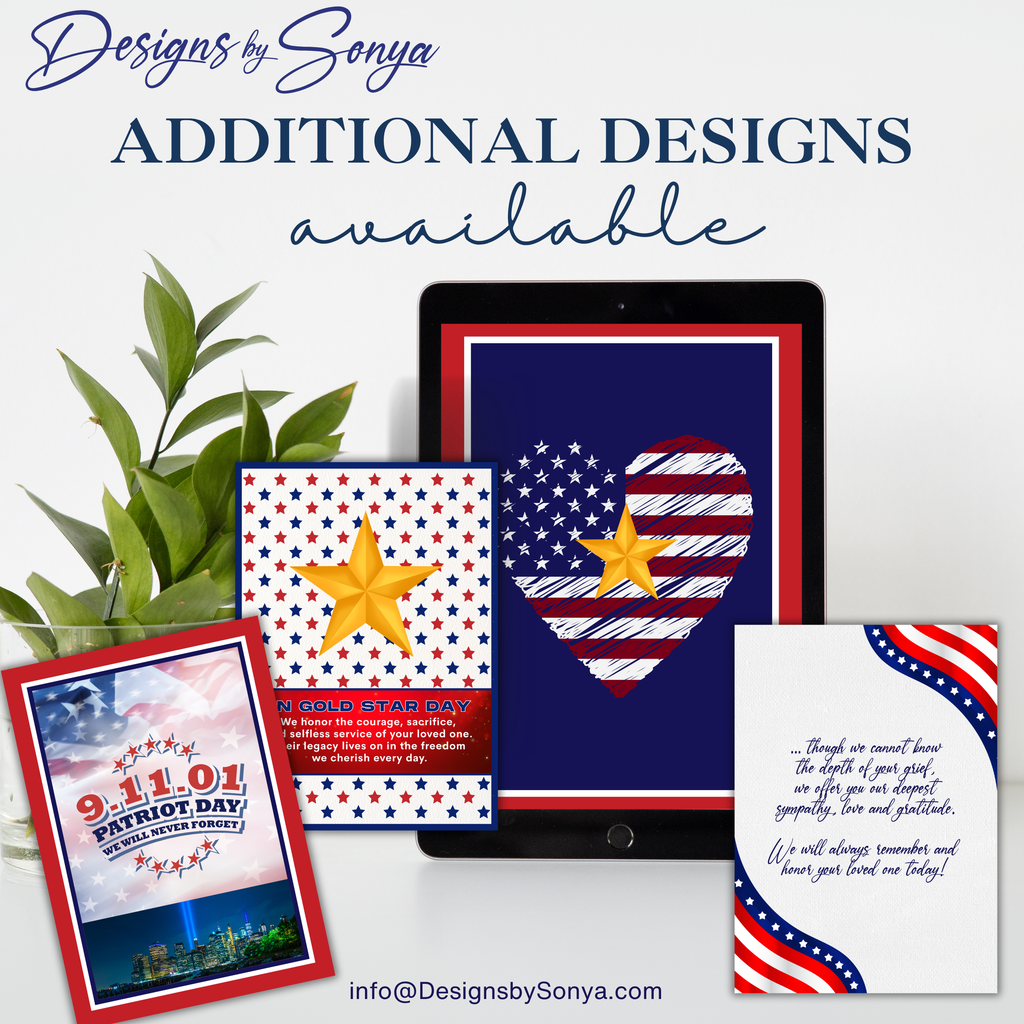 Gold Star Day Heart Flag Greeting Card, Printable Patriotic Sympathy Card, 5x7 Memorial Tribute, Military Grief Support, Instant Download