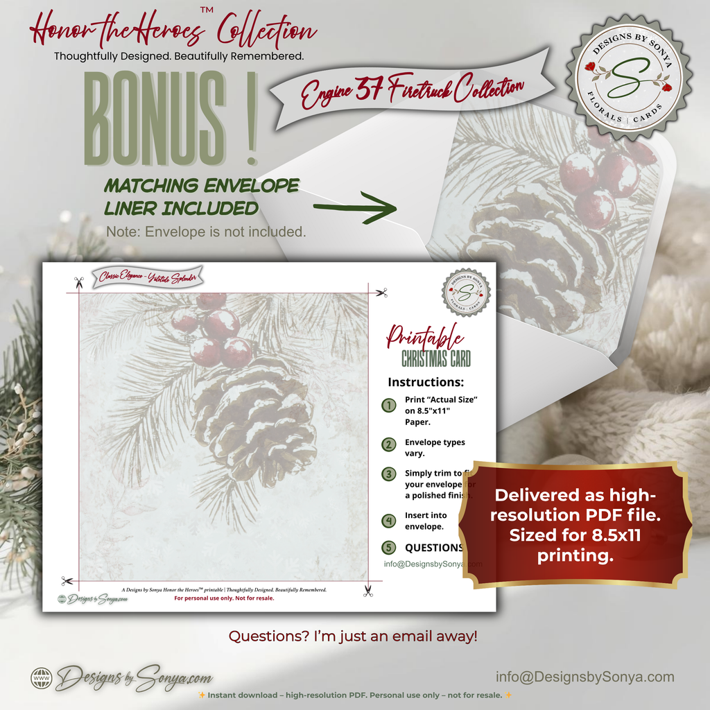 Winter Deer Christmas Note Card, Printable Holiday Greeting, Woodland Yuletide Design, A2 (4.25"x5.5") Folded Card, Elegant Christmas Art Stationery