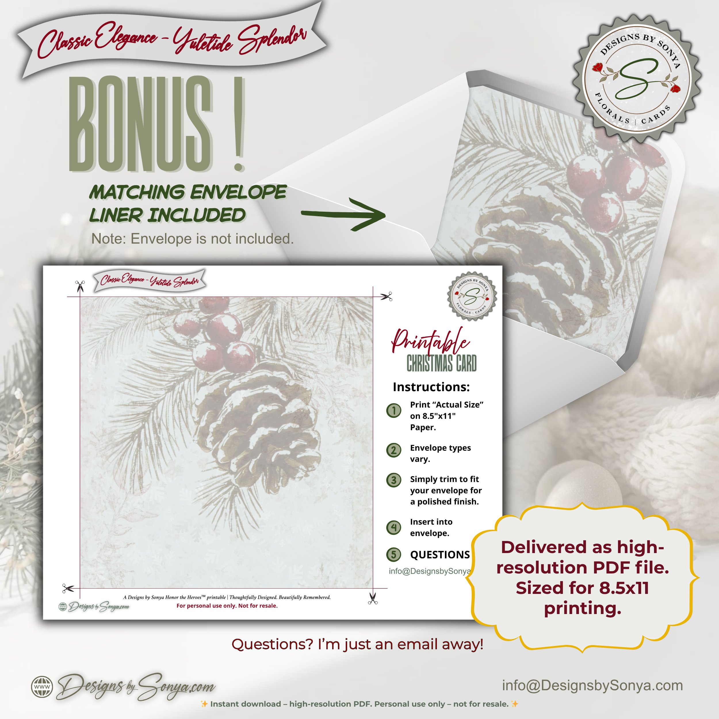 Every Christmas Writes a New Chapter Printable Card • A2 (4.25" x 5.5") Folded Holiday Greeting Note Card • Storybook Design • Christmas Stationery