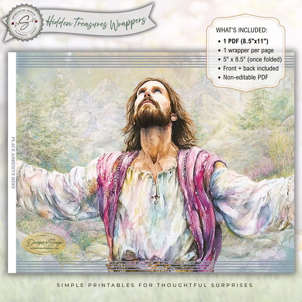 Jesus Looking Up Printable Chip Bag Wrapper – Christian Easter Basket Treat, Faith Gift Party Favor, Religious Snack Wrap