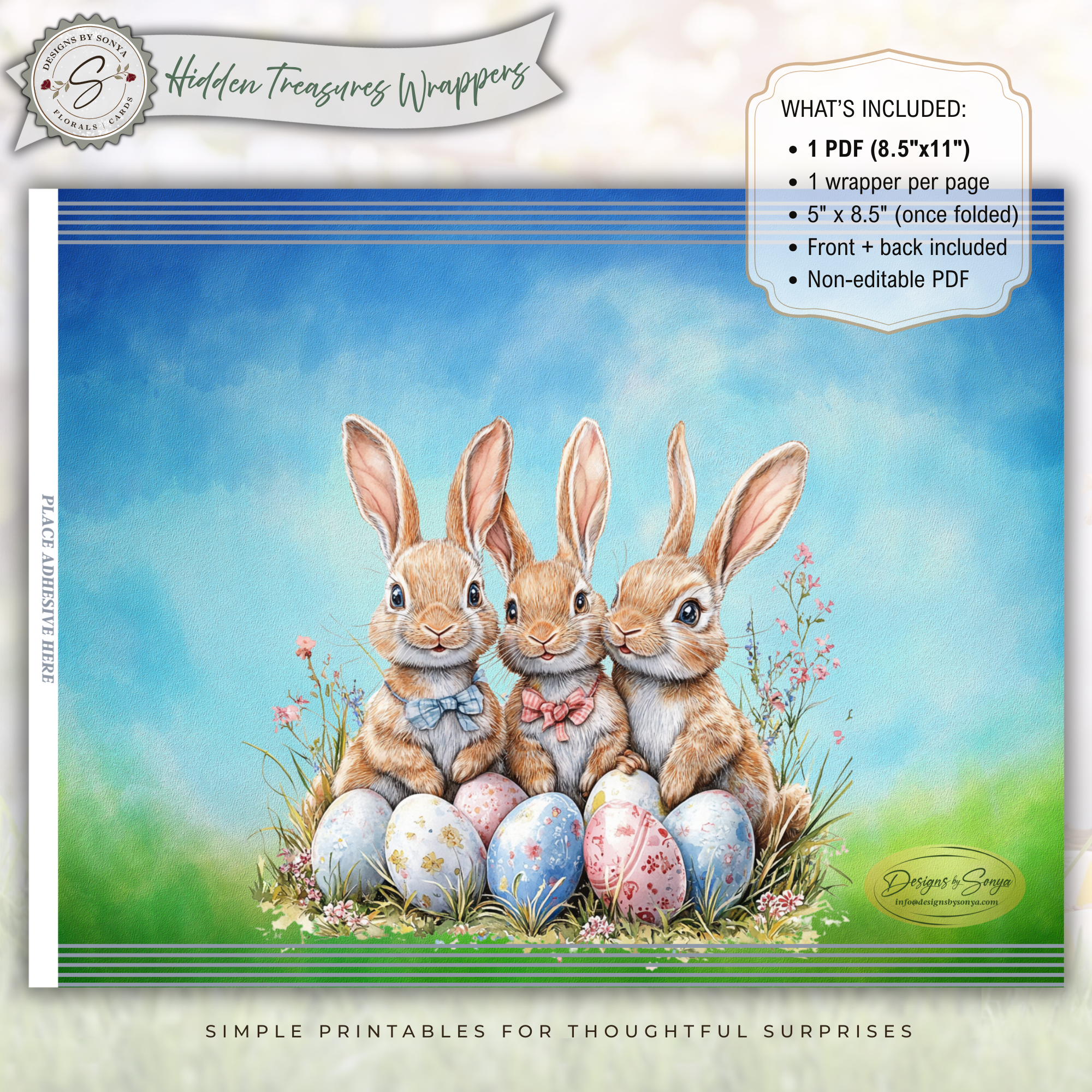 Easter Bunny Chip Bag Wrapper Printable, Rabbit Watercolor DIY Basket Gift, Classroom Party Favor, Teacher & Kids Easter Treat