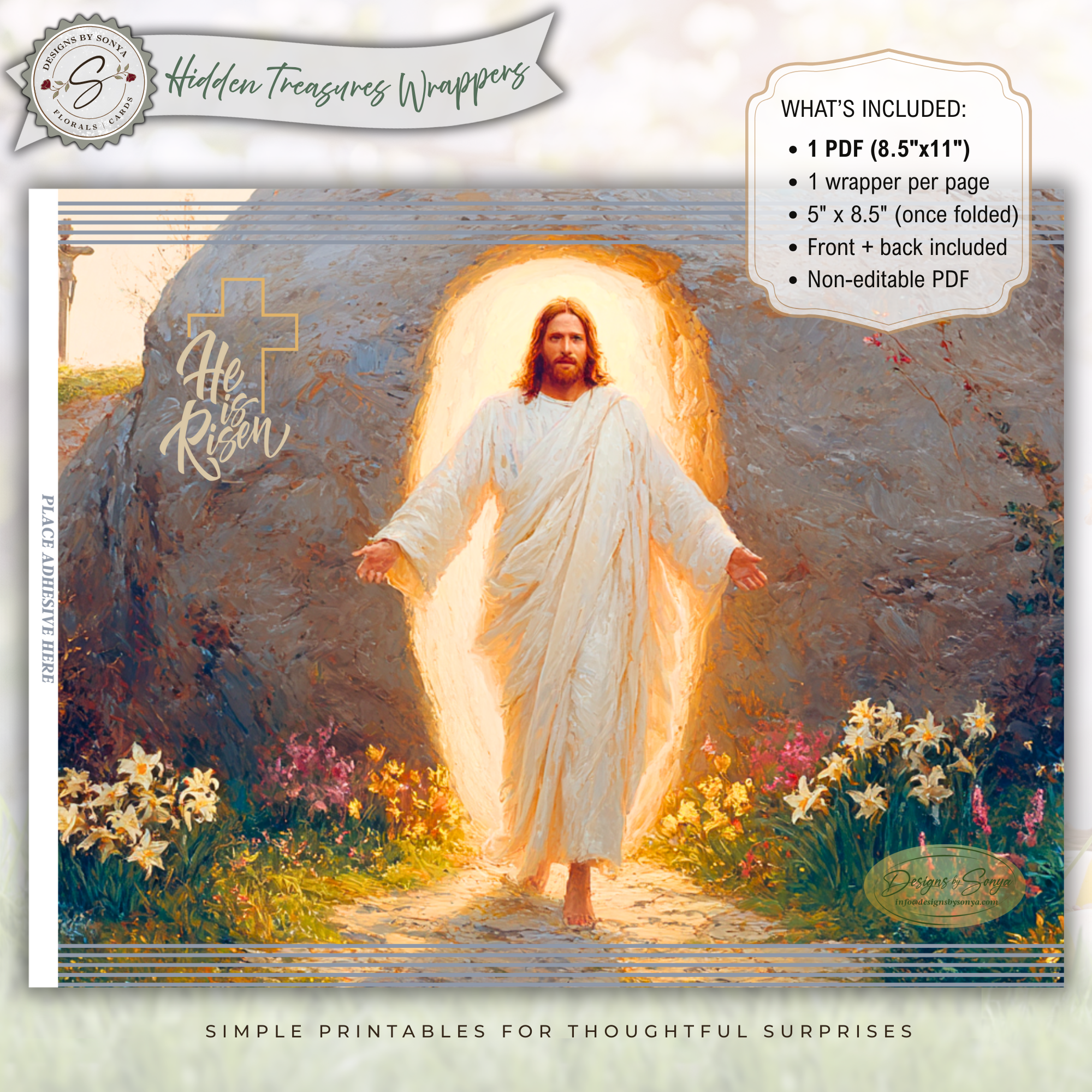 Resurrection Jesus, He Is Risen Printable Chip Bag Wrapper – Christian Easter Basket Treat, Resurrection Faith Gift, Religious Church Party Favor