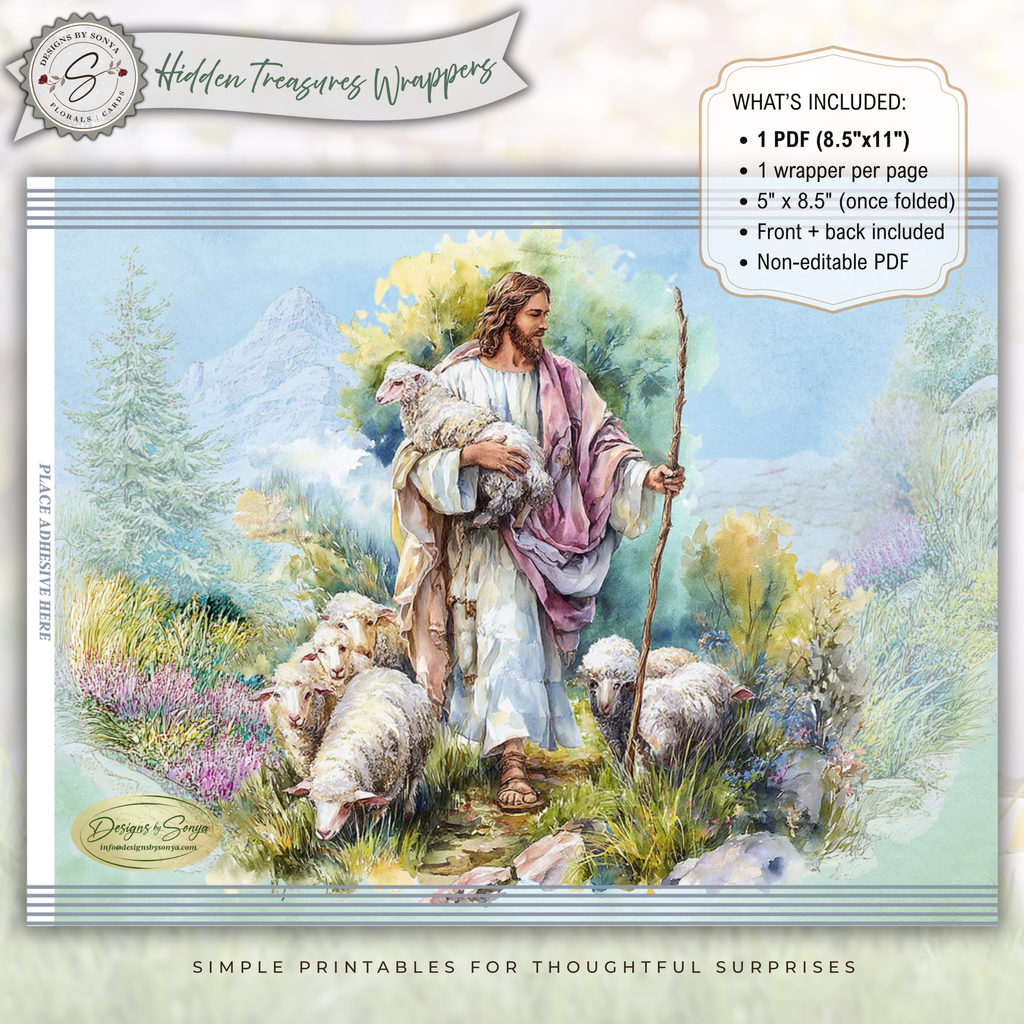 Good Shepherd Printable Chip Bag Wrapper – Christian Easter Treat Bag, Jesus with Lamb – Christian Church Party Favor,  Faith Gift