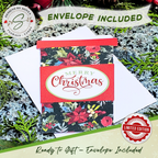 Handmade Christmas Gift Card Holder | Coffee Cup Gift Card Holder for Teachers, Coworkers & Coffee Lovers | Red Poinsettia Holiday Floral Design