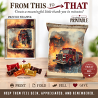 Firefighter Appreciation Hidden Treasures Wrapper | Fire Engine Printable Chip Bag | Fire Department Thank You Gift