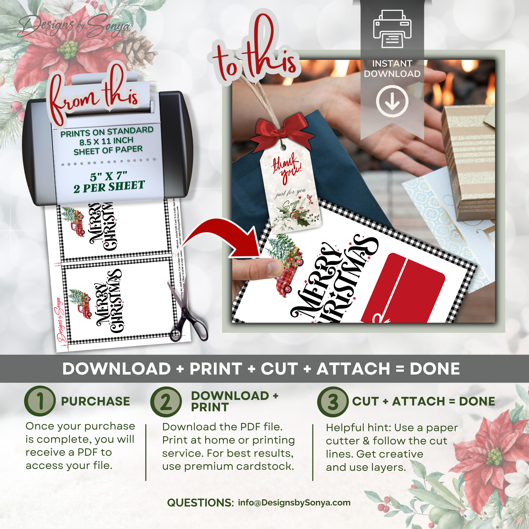 Instant Download Red Truck Christmas Gift Card Holder
From download to finished product, this rustic red truck Merry Christmas gift card holder is easy to print, cut, and attach for holiday gifting.