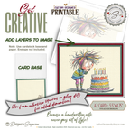 Whimsical Rainbow Birthday Printable A2 Card – Playful Watercolor Child with Cake – Instant Download Greeting Card 5.5 x 4.25
