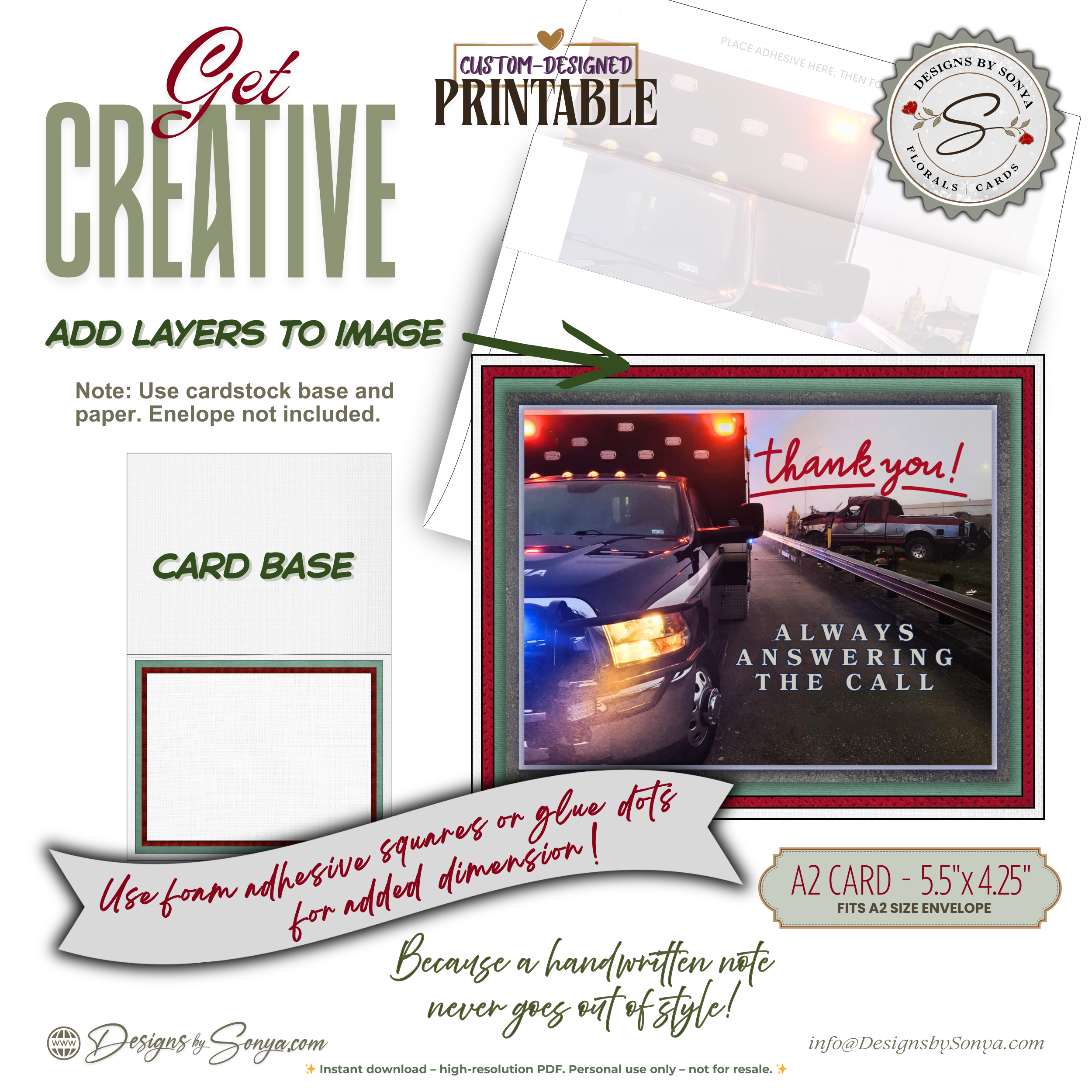 EMS Appreciation Card Printable, EMT Thank You Card A2, Always Answering the Call, Paramedic Thank You Printable