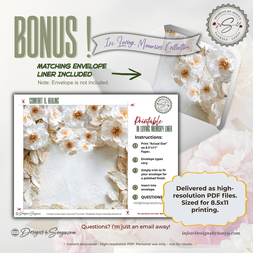 Printable Sympathy Card – Comfort & Healing Square Card, Instant Download, Thinking of You, Grief Support, Memorial Encouragement, Bereavement Note