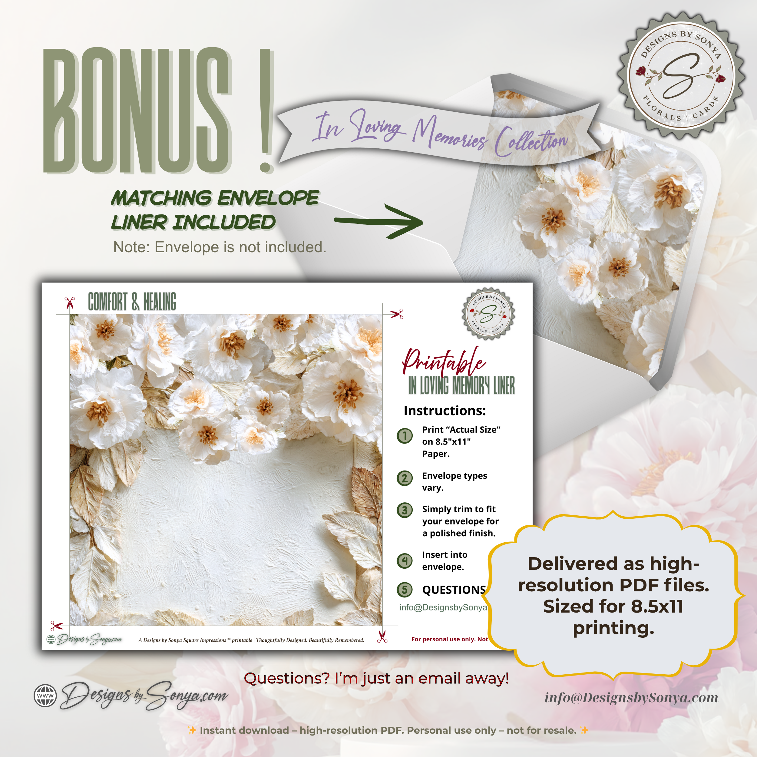 Printable Sympathy Card – Comfort & Healing Square Card, Instant Download, Thinking of You, Grief Support, Memorial Encouragement, Bereavement Note