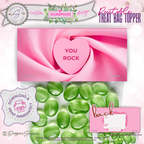 Valentine Treat Bag Toppers Printable – Set of 4 Candy Heart Designs – 4x2 Folded Labels for Classroom, Kids, Party Favors