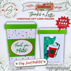 Handmade Christmas Gift Card Holder | Thank You a Latte Coffee Cup Gift Card Holder for Teachers & Coworkers | Festive Polka Dot Design