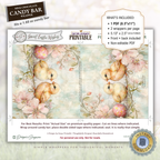 Baby Chick Easter Candy Bar Wrapper Printable – Watercolor Spring Happy Easter Chocolate Sleeve – Classroom, Church Treat Favor