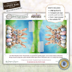 Three Bunny Easter Candy Bar Wrapper Printable – Watercolor Spring Chocolate Wrap for 1.55 oz Bars – Classroom Party Favor - Easter Basket Treat