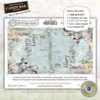 Watercolor Bunny Easter Candy Bar Wrapper Printable – Sweet Easter Wishes Chocolate Sleeve – Easter Basket Party Favor for Kids Teachers Friends