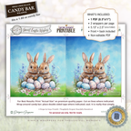 Sweet Easter Wishes Bunny Candy Bar Wrapper Printable – Watercolor Chocolate Sleeve for 1.55 oz Bars – Spring Basket Party Favor Treat