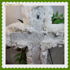 Eternal Love Standing Cross - White Carnations and Red Roses Memorial