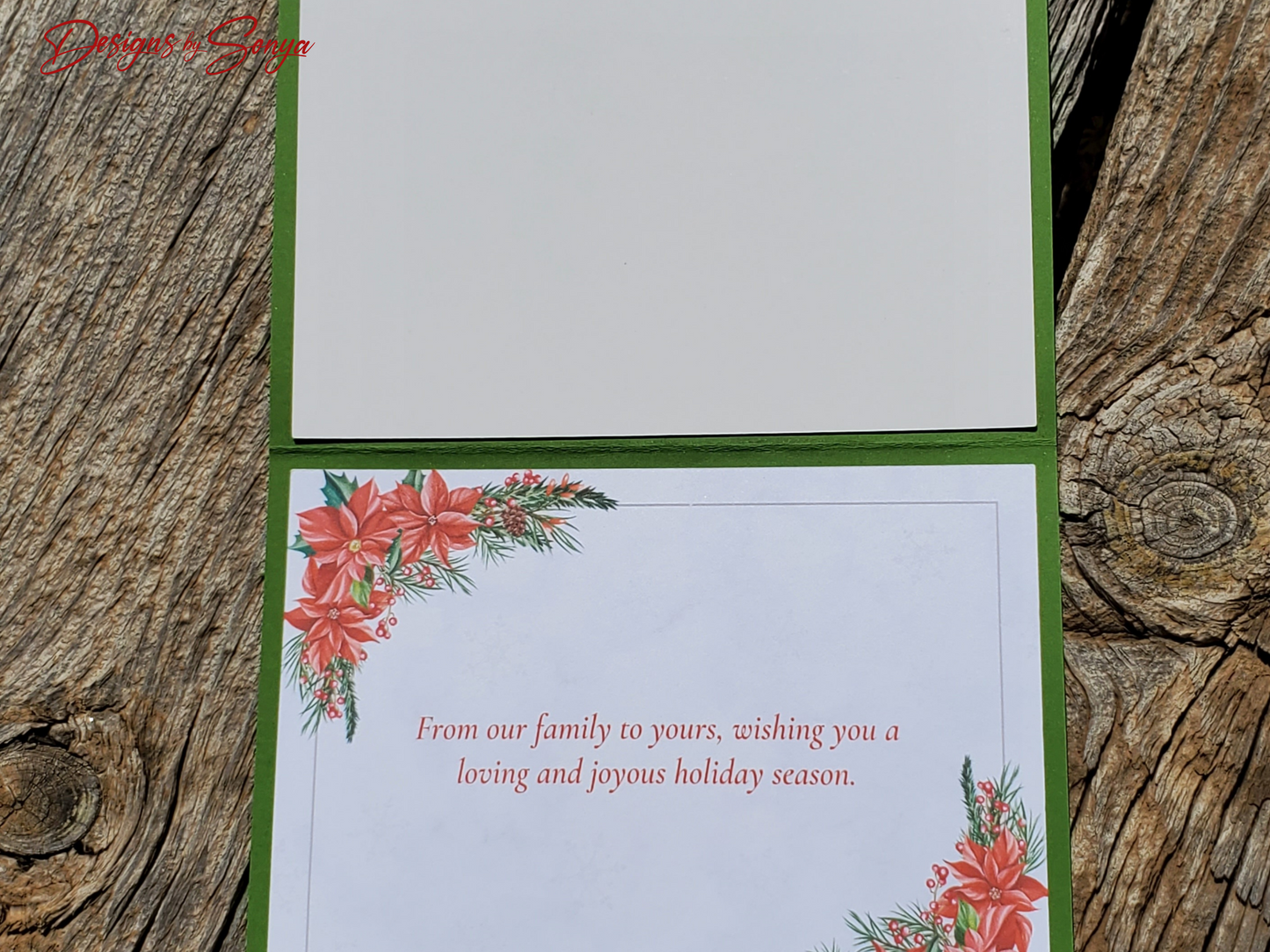 Elegant Merry Christmas Card | Handcrafted A2 - 4.25"x5.5" | Unique Green and Red Laser Cut | Festive Holiday Season's Greetings Card