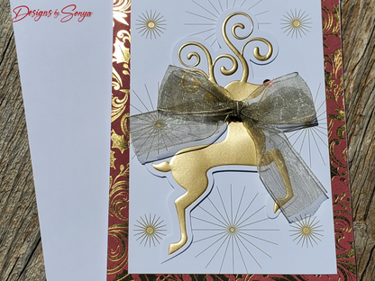 LIMITED EDITION | Elegant Gold Reindeer Christmas Card | 5x7 Luxe Holiday Greeting Card Set | Bespoke Merry Christmas & Happy New Year Card