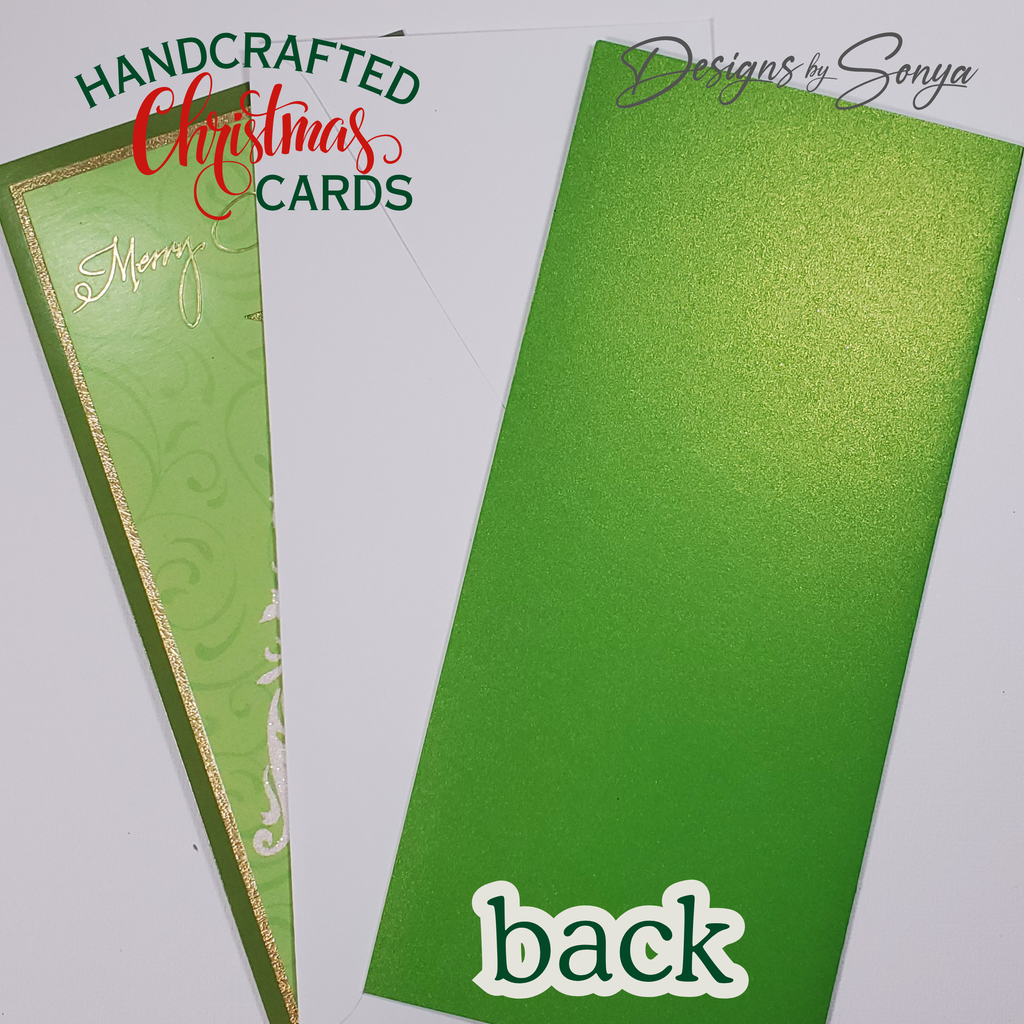 Handcrafted Merry Christmas Tree Card with Gold Star | Green Holiday Card | Elegant Design, 3.75"x8.25"