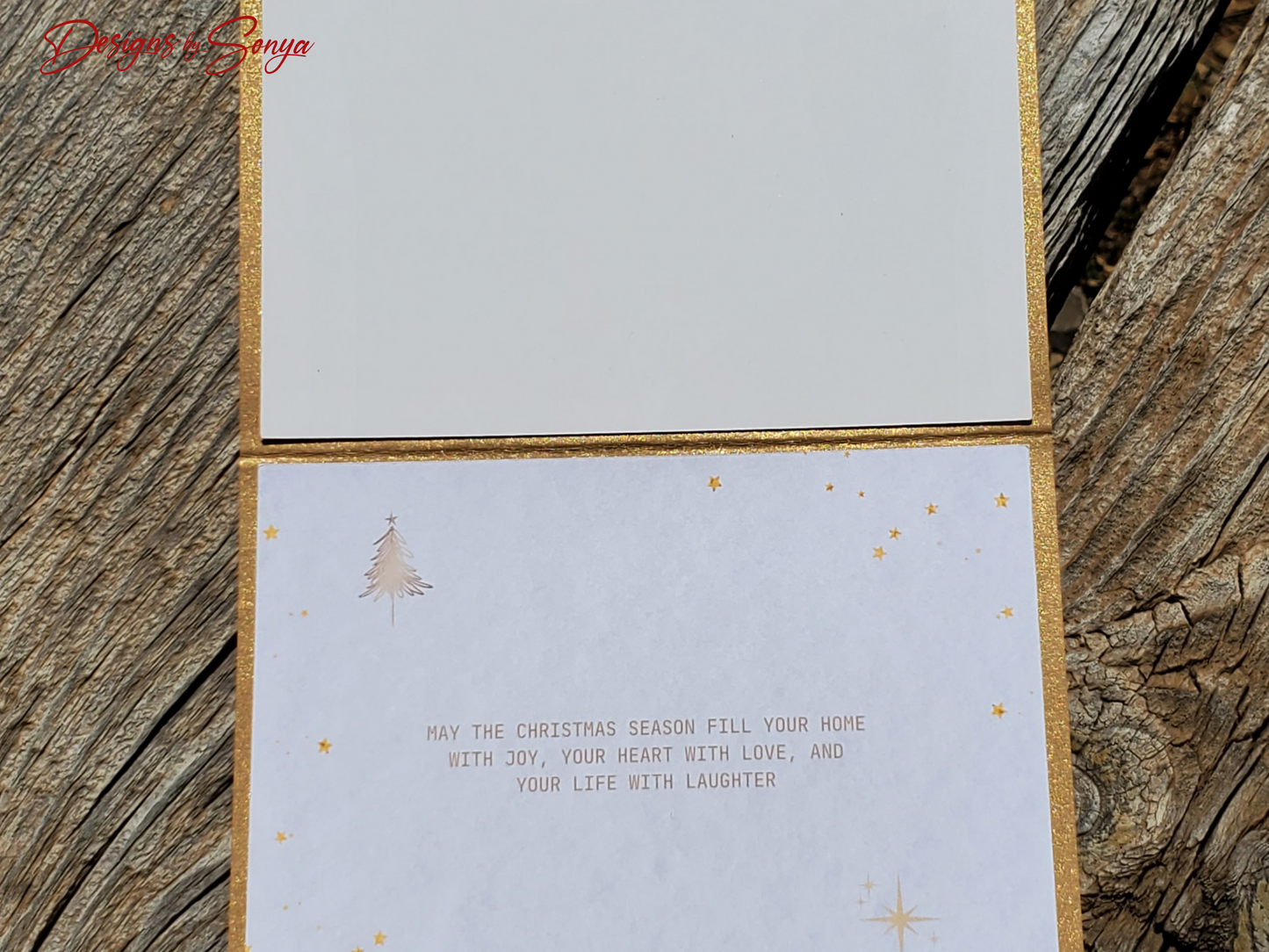 Gold Merry Christmas Card | A2 4.25"x5.5" Elegant Laser Cut Holiday Card | Unique Red and Gold Greeting Card | Festive Season's Greetings