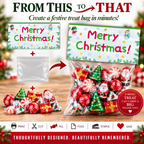 Printable Christmas Treat Bag Topper Collection | 4 Santa & Snowman Holiday Designs | Christmas Candy Bag Toppers for Classroom Parties | 4" x 2" PDF Download