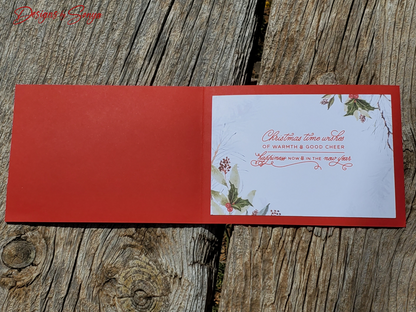 Classic Merry Christmas Card | A2 4.25"x5.5" Red and Green Holiday Card | Handcrafted Festive Greeting Card | Warm Wishes Christmas Card