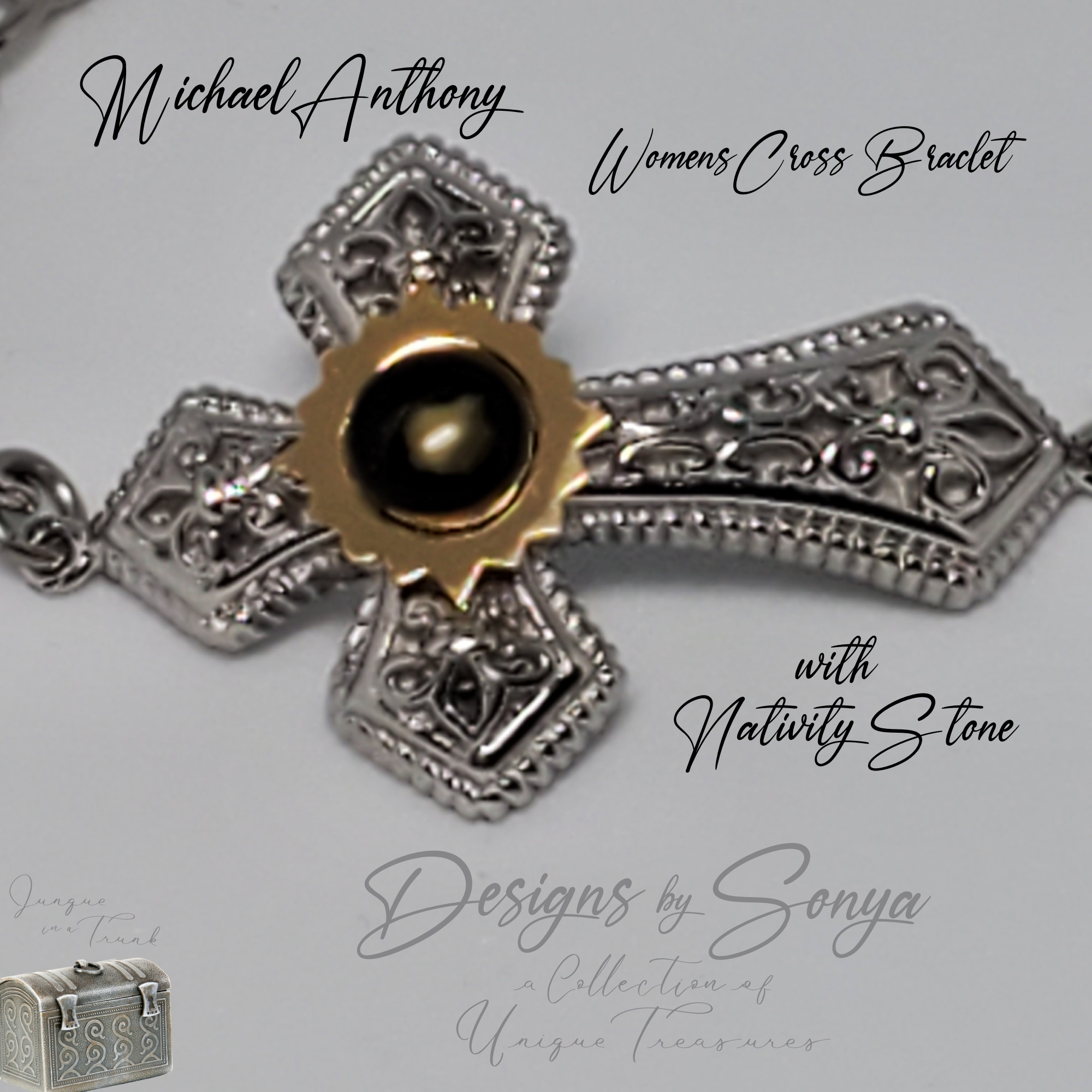 Rare | Nativity Stone Cross | Stainless Steel Bracelet | Certificate of Authenticity | New in Box | Mother's Day Gift | Limited Edition