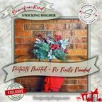Protects Mantel Feature
Stocking holder displayed on a brick fireplace mantel, highlighting silver metal base with protective felt pads. Elegant pinecone and greenery design adds Christmas charm without nails or damage.
