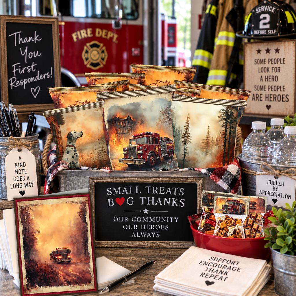 Printable Firefighter Appreciation Card | A2 First Responder Thank You Card | Fire Department & Fire Crew Card