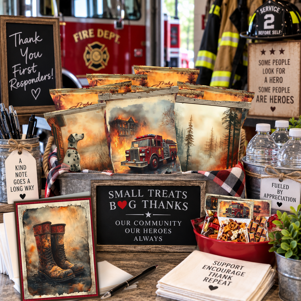 Printable Firefighter Thank You Card | A2 Firefighter Boots Card | Fire Department & First Responder Appreciation