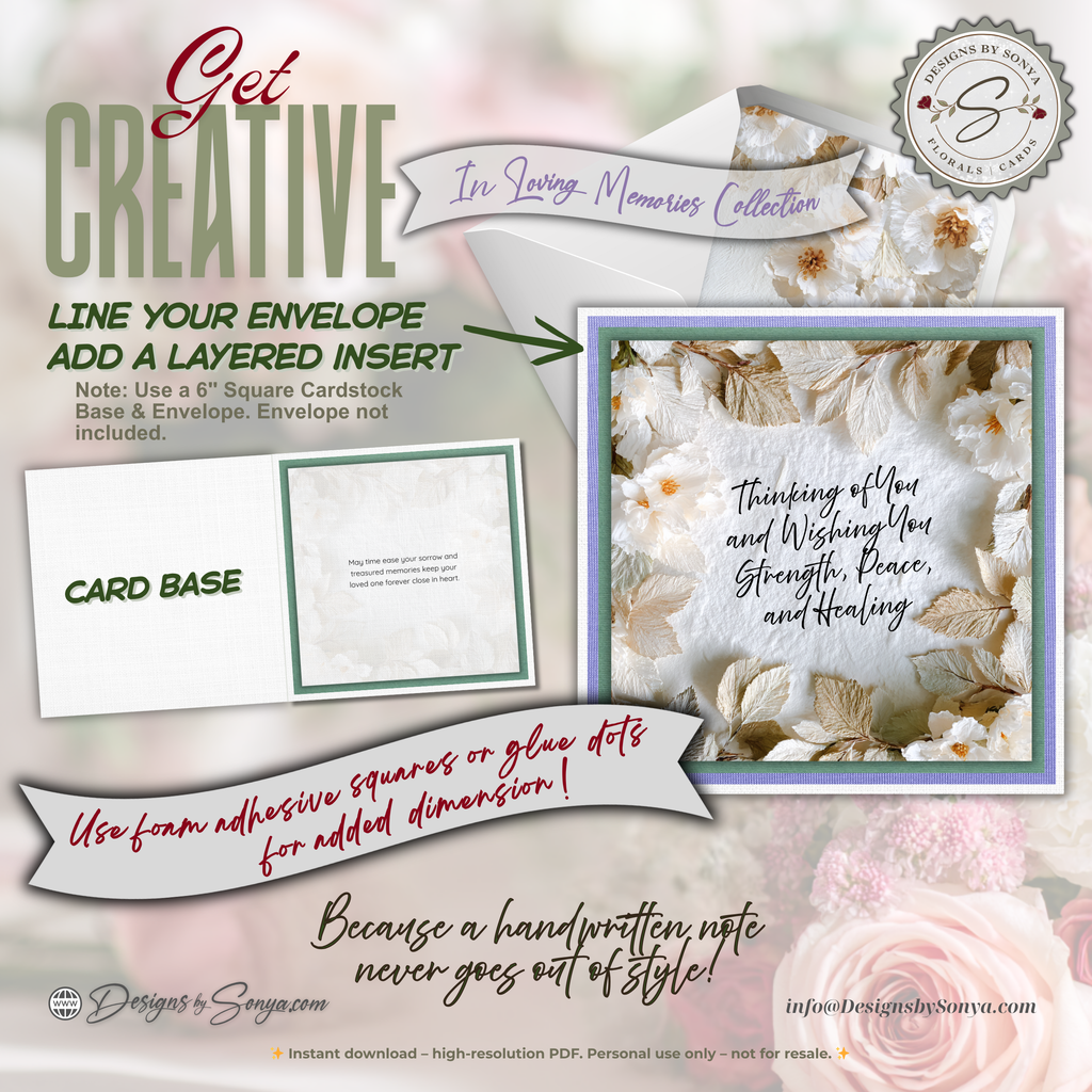 Printable Sympathy Card – Comfort & Healing Square Card, Instant Download, Thinking of You, Grief Support, Memorial Encouragement, Bereavement Note