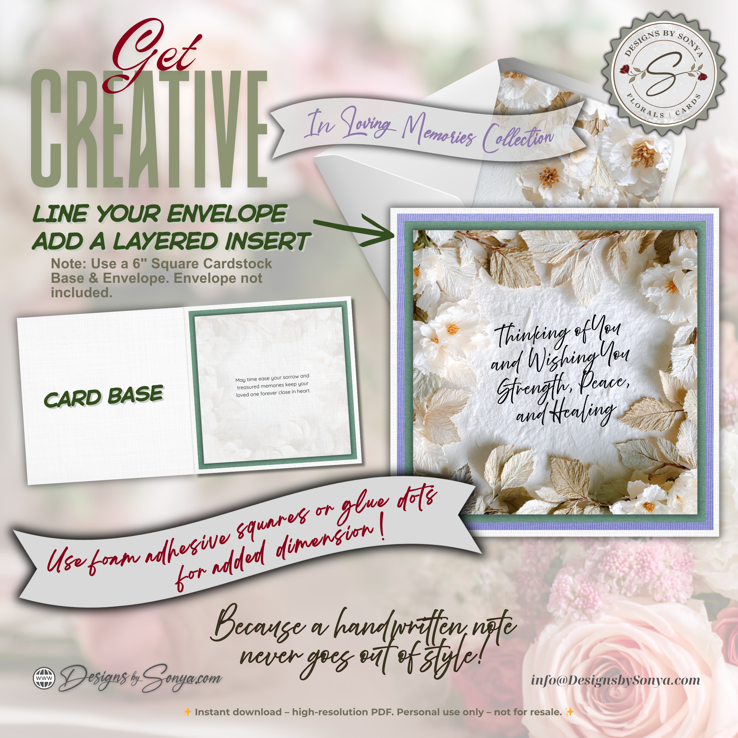 Printable Sympathy Card – Comfort & Healing Square Card, Instant Download, Thinking of You, Grief Support, Memorial Encouragement, Bereavement Note