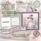 Printable Pink Snowman Christmas Card | Square Floral Holiday Card | 5.5” Square | Envelope Liner | Instant Download | Pastel Winter Note Card