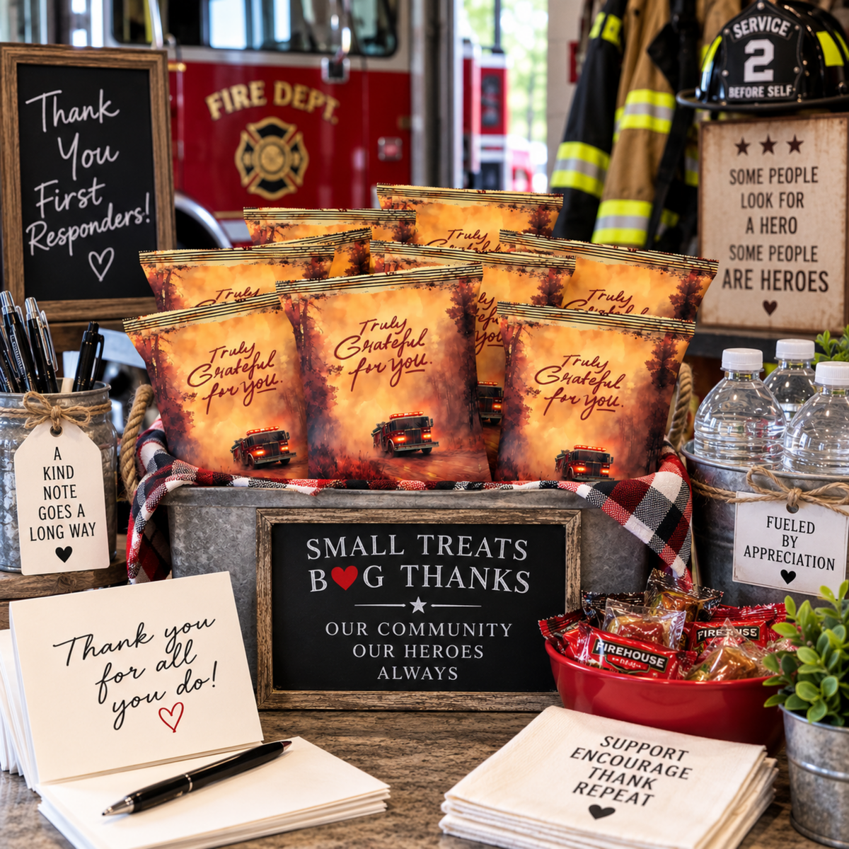 Firefighter Appreciation Hidden Treasures Wrapper | Printable Fire Department Thank You Gift | First Responder Treat Wrapper