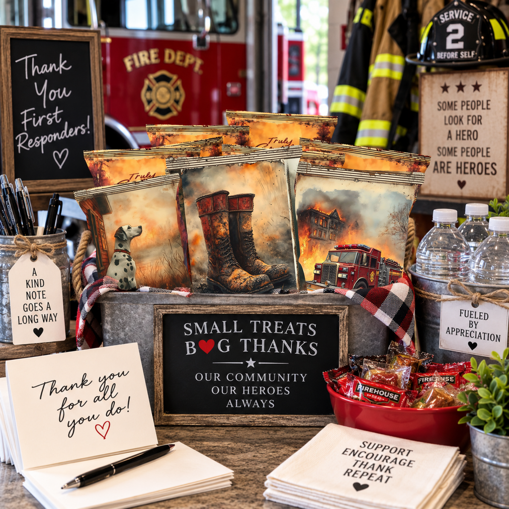 Firefighter Boots Appreciation Treat Wrapper | Printable Firefighter Thank You Gift | First Responder Hidden Treasures