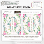 Printable Happy Birthday Candy Bar Wrapper, Pink Rose & Eucalyptus Floral 1.55 oz Chocolate Bar Wrap, Birthday Gift for Her