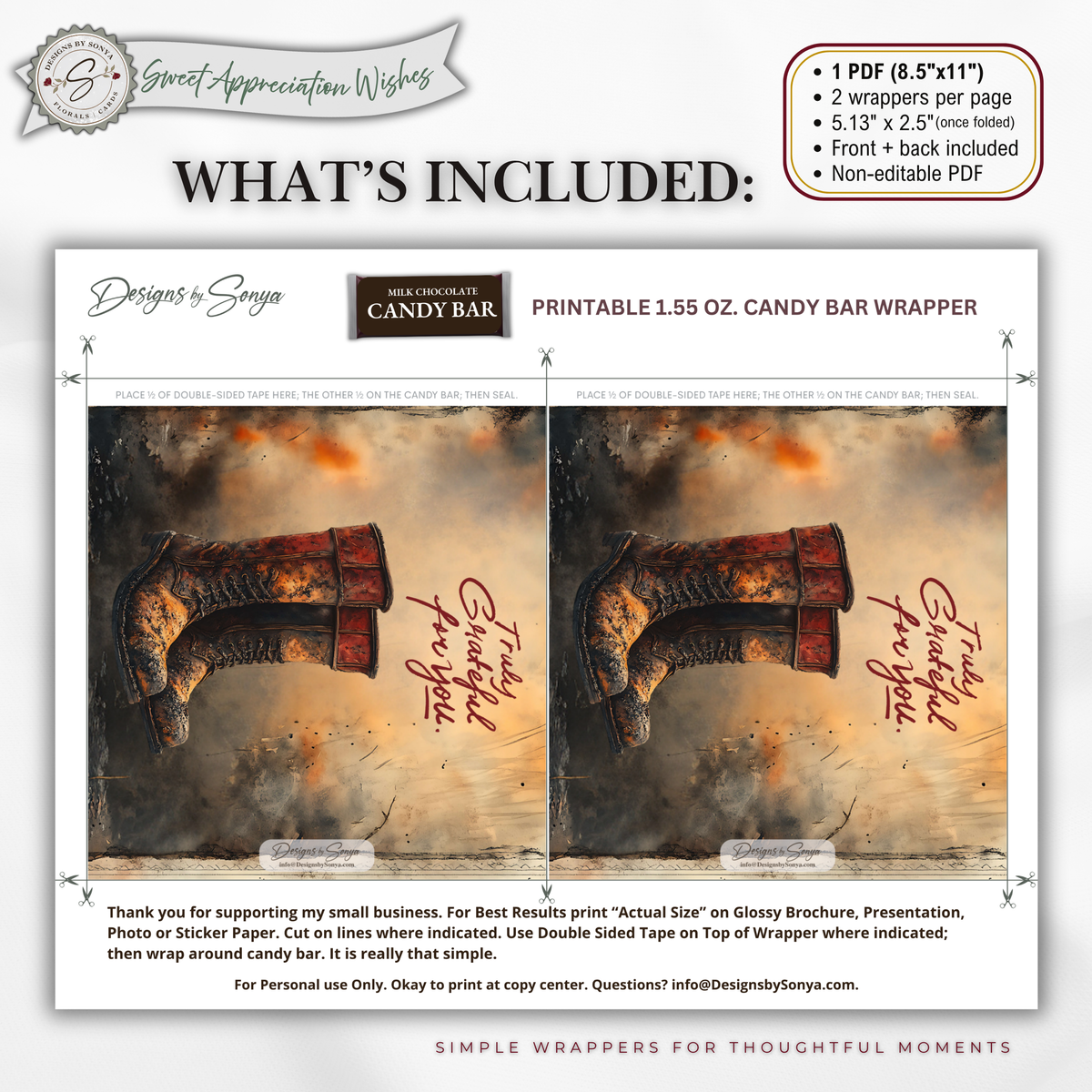 Truly Grateful for You Firefighter Candy Bar Wrapper | Printable Firefighter Appreciation Gift