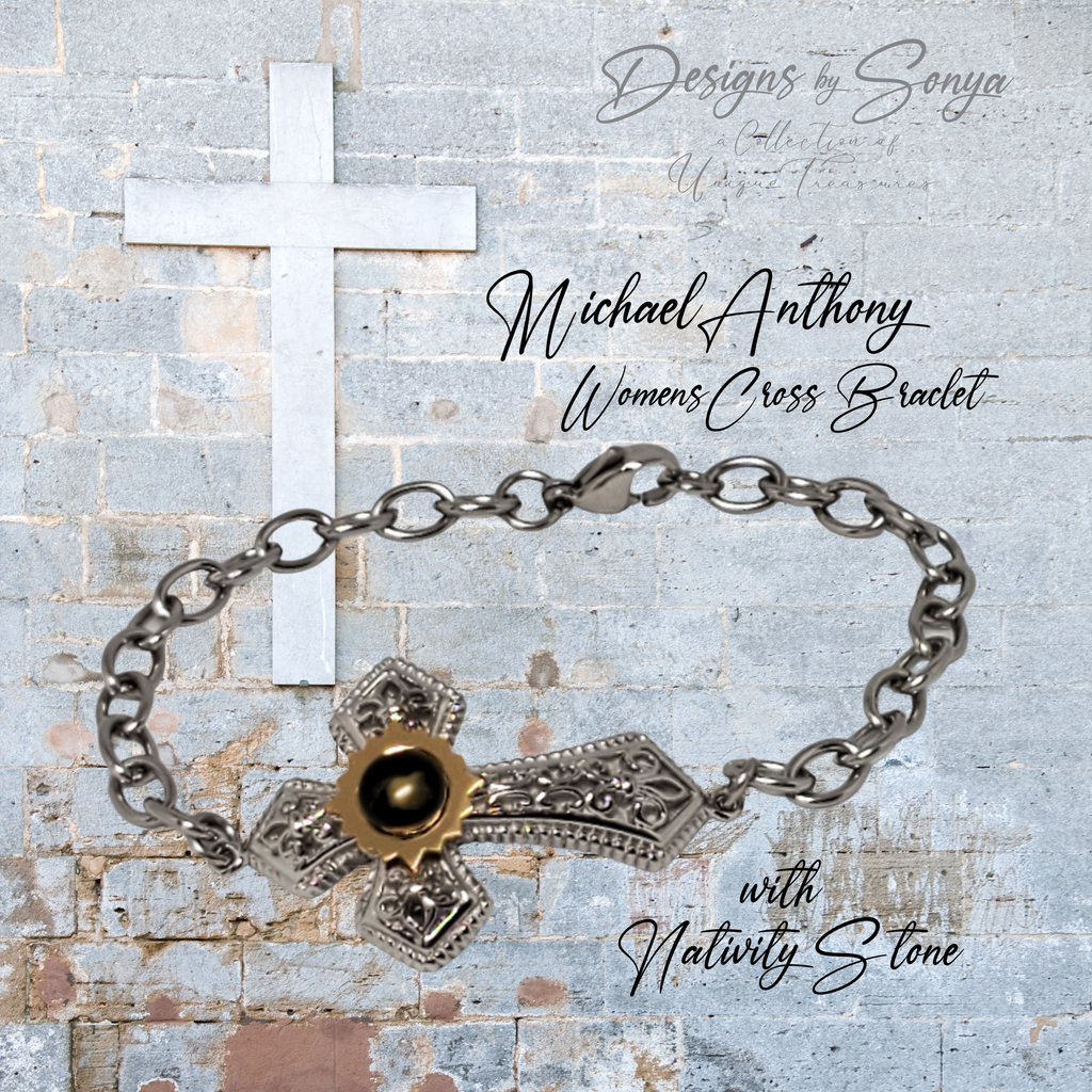 Rare | Nativity Stone Cross | Stainless Steel Bracelet | Certificate of Authenticity | New in Box | Mother's Day Gift | Limited Edition