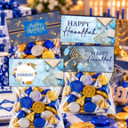 Printable Hanukkah Treat Bag Topper Collection | 4 Different Designs | Menorah & Dreidel Candy Bag Toppers | Jewish Holiday Party Favors | 4" x 2" PDF Download