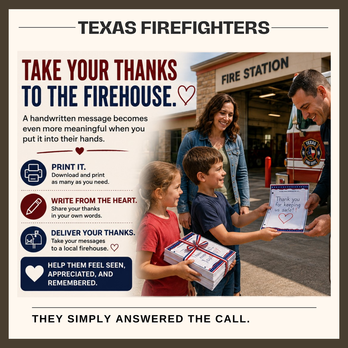 Texas Firefighter Thank You Writing Page | Free Printable