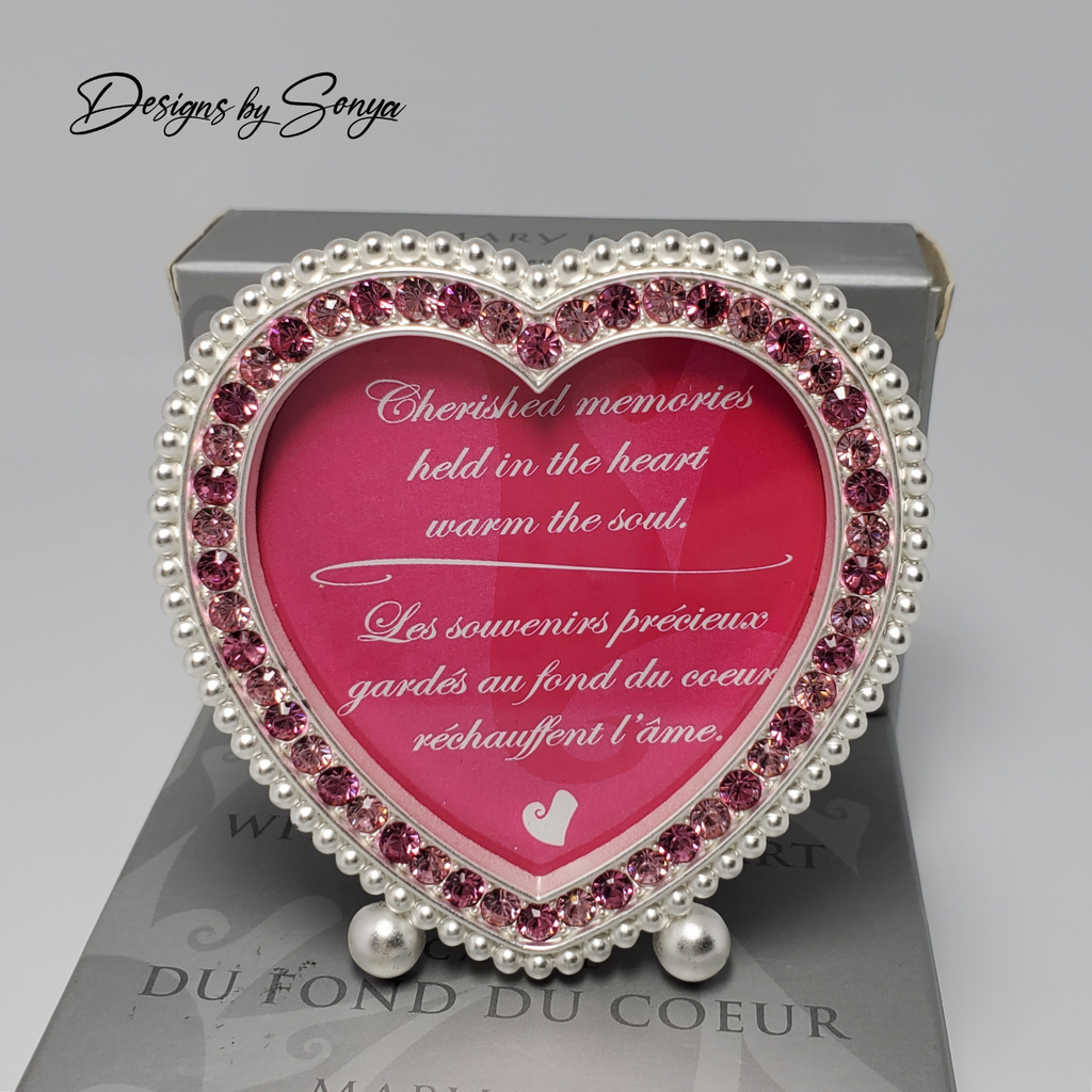 Discontinued  Mary Kay "With All My Heart" Picture Frame |  Pink Crystals - Silver Finish - New in Box - Great Gift
