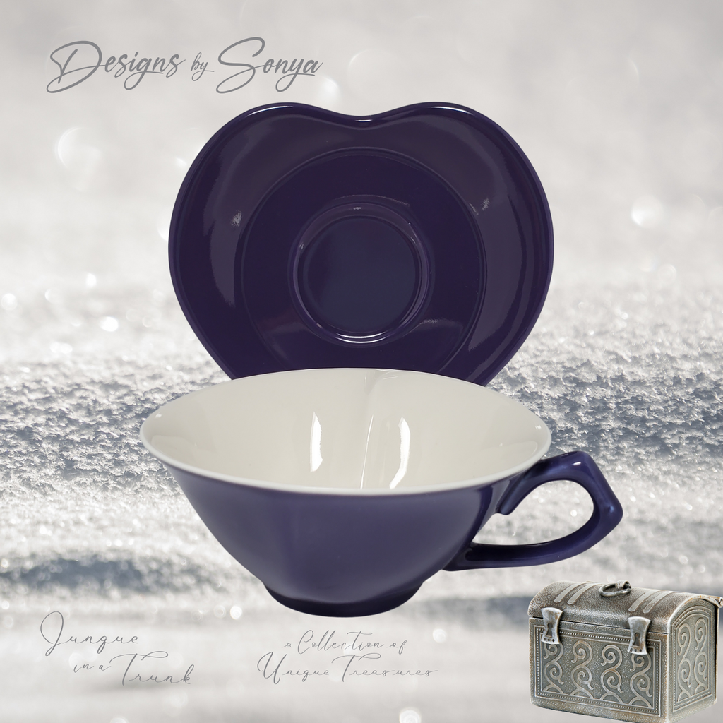 Unique Heart Shaped Cup & Saucer Set by Mary Kay | Purple | New in Box - Discontinued | Perfect Gift for Teachers | Party Favors for Shower