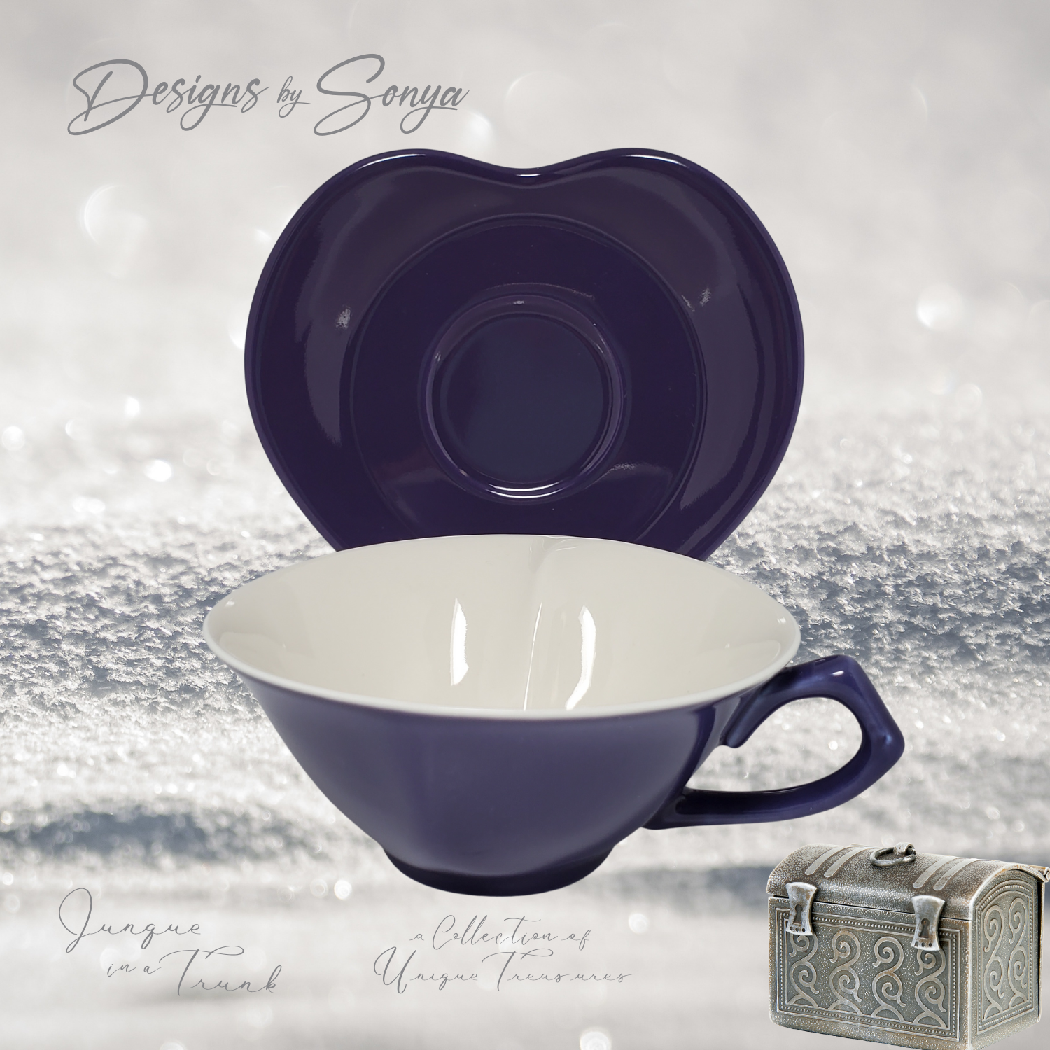 Unique Heart Shaped Cup & Saucer Set by Mary Kay | Purple | New in Box - Discontinued | Perfect Gift for Teachers | Party Favors for Shower
